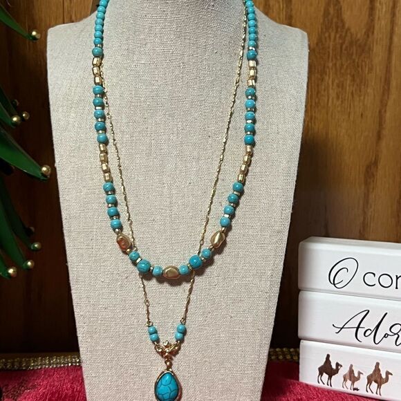 NWT Patricia Nash Double Mod Short Multi Strand Necklace - Egyptian Gold - Picture 7 of 8